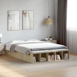 Berkfield Home Bed Frame without Mattress Sonoma Oak 120x190 cm Small Double in Brown - thumbnail 1