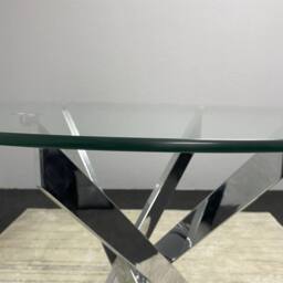 KOSY KOALA Modern Round Glass Dining Table Set With 4 Cream Plastic Chairs - thumbnail 7