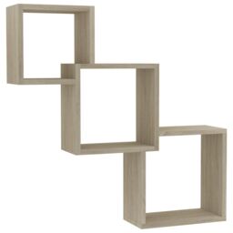 Berkfield Home Cube Wall Shelf Sonoma Oak 68x15x68 cm Engineered Wood in Brown - Size: 68 x 15 x 68 cm - thumbnail 2