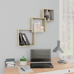 Berkfield Home Cube Wall Shelf Sonoma Oak 68x15x68 cm Engineered Wood in Brown - Size: 68 x 15 x 68 cm - thumbnail 1
