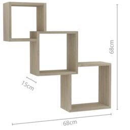 Berkfield Home Cube Wall Shelf Sonoma Oak 68x15x68 cm Engineered Wood in Brown - Size: 68 x 15 x 68 cm - thumbnail 6