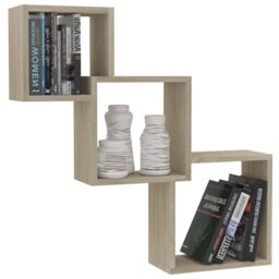 Berkfield Home Cube Wall Shelf Sonoma Oak 68x15x68 cm Engineered Wood in Brown - Size: 68 x 15 x 68 cm - thumbnail 3