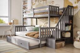 Flair Tag Triple Staircase Bunk Bed with Trundle in Grey - Size: Double - thumbnail 6