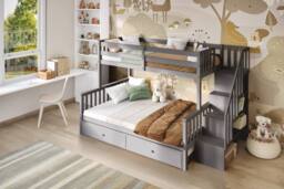 Flair Tag Triple Staircase Bunk Bed with Trundle in Grey - Size: Double - thumbnail 5