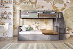 Flair Tag Triple Staircase Bunk Bed with Trundle in Grey - Size: Double - thumbnail 2