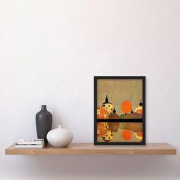 Artery8 Gustav Klimt Style Autumn Lakeside Town Church Reflection Artwork Framed Wall Art Print A4 in Black - thumbnail 2