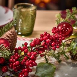 Dibor Berries & Baubles Pre-Lit Table Decor Christmas Garland 150cm in Green - Size: Large - thumbnail 4