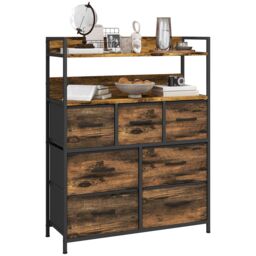 HOMCOM Bedroom Chest of Drawers, Drawer Dresser Storage Organiser Unit w/ Foldable Drawers, Open Shelves & Steel Frame for Living Room, Entryway - thumbnail 2