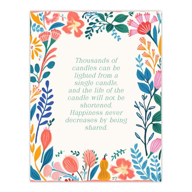 "Artery8 Wall Art Print Sharing Happiness Buddhist Mindfulness Quote Floral Buddha Poster - Size: W24"" x H32""" - image 1