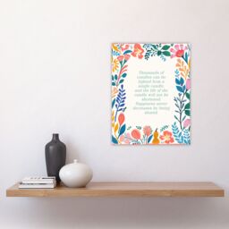 "Artery8 Wall Art Print Sharing Happiness Buddhist Mindfulness Quote Floral Buddha Poster - Size: W24"" x H32""" - thumbnail 4