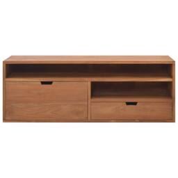 Berkfield Home TV Cabinet 110x30x40 cm Solid Teak Wood in Brown - Size: 110 x 30 x 40 cm - thumbnail 2
