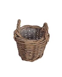 Dibor Traditional Lined XXS Wicker Planter Basket with Handles in Grey - Size: Small - thumbnail 2