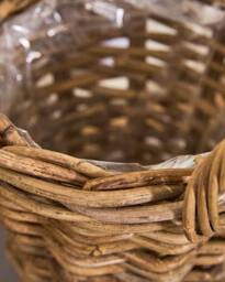 Dibor Traditional Lined XXS Wicker Planter Basket with Handles in Grey - Size: Small - thumbnail 3