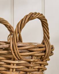 Dibor Traditional Lined XXS Wicker Planter Basket with Handles in Grey - Size: Small - thumbnail 4