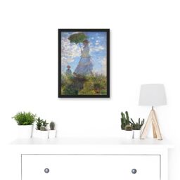 Artery8 Claude Monet Woman With Parasol Madame Monet & Son Painting Artwork Framed Wall Art Print A4 in Black - thumbnail 2