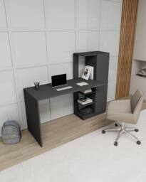 Destina Home Yagiz Computer Desk with Cabinet & Shelves in Dark Grey - Size: 2 Pack - thumbnail 3