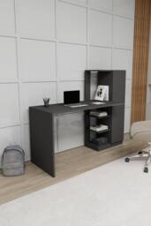 Destina Home Yagiz Computer Desk with Cabinet & Shelves in Dark Grey - Size: 2 Pack - thumbnail 6