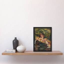 Artery8 Pieta Virgin Mary & Christ Kubincan Framed Wall Art Print in Green - Size: A3 - thumbnail 2