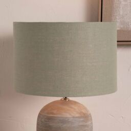 Ruma Sage Green Linen Cylinder Shade For Floor Lamp - Size: 14 inches