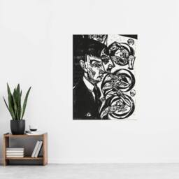 "Artery8 Anxious Nervous People at Dinner Kirchner Wall Art Poster Print in Black - Size: W18"" x H24""" - thumbnail 4
