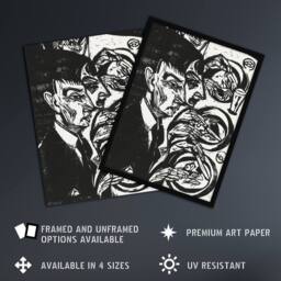 "Artery8 Anxious Nervous People at Dinner Kirchner Wall Art Poster Print in Black - Size: W18"" x H24""" - thumbnail 2
