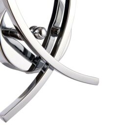Loops LED Twin Wall Light Modern Chrome Arm & Frosted Oblong Glass Shade Lamp Lighting in Clear - thumbnail 4