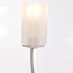 Loops LED Twin Wall Light Modern Chrome Arm & Frosted Oblong Glass Shade Lamp Lighting in Clear - thumbnail 3