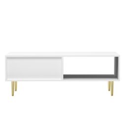 Hygrad Built to Survive Wooden Coffee Table White For Living Room With Storage Drawer - thumbnail 6