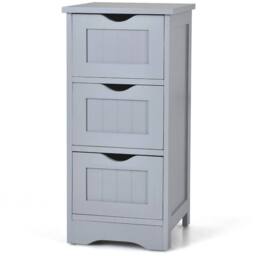KORVIXA Bathroom Floor Cabinet Wood Storage Cupboard Organizer 3 Drawers in Grey - Size: W700mm x H750mm - thumbnail 1