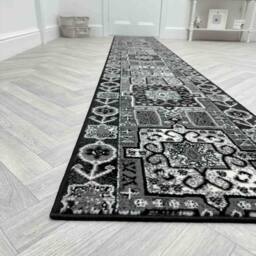 runrug Hallway Carpet Runner Rug - Soft & Comfy, 9mm - 'Abstract' in Black - Size: 60 cm x 150 cm - thumbnail 7