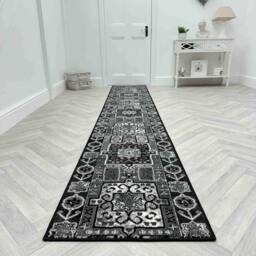 runrug Hallway Carpet Runner Rug - Soft & Comfy, 9mm - 'Abstract' in Black - Size: 60 cm x 150 cm - thumbnail 6
