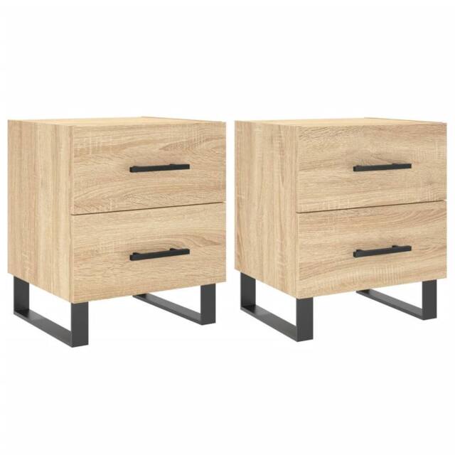 Berkfield Home Bedside Cabinets 2 pcs Sonoma Oak 40x35x47.5 cm Engineered Wood in Light Tan - image 1