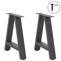 Berkfield Home Coffee Table Legs A-Shaped 2 pcs Anthracite¬†38x(42-43) cm Steel in Black - thumbnail 3