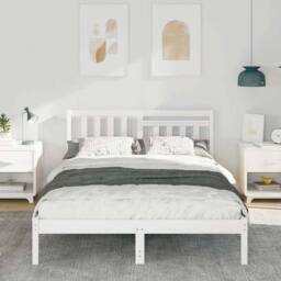 Berkfield Home Modern with Headboard White 140 x 190 cm Solid pine wood - thumbnail 4