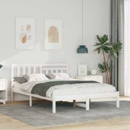Berkfield Home Modern with Headboard White 140 x 190 cm Solid pine wood - thumbnail 2