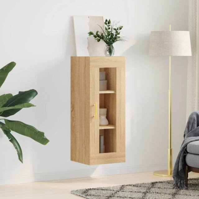 Berkfield Home Wall Mounted Cabinet Sonoma Oak 34.5x34x90 cm in Light Brown - image 1