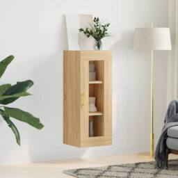 Berkfield Home Wall Mounted Cabinet Sonoma Oak 34.5x34x90 cm in Light Brown - thumbnail 1
