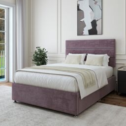 Bedmaster Luxury Velvet 2 Drawer Divan Base & Lined Headboard in Mauve - Size: Small Single - thumbnail 3