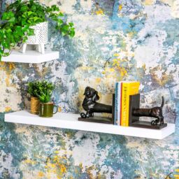 Harbour Housewares 6x 80cm Floating Wall Shelves - Wall Mountable for Storage & Display in White - Size: 6x 80 cm - thumbnail 5