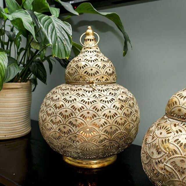 Madison & Mayfair Exquisite Large Gold Lantern with Intricate Detailing - image 1