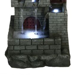 Primrose Japanese House Tiered Water Feature with LED Lights 46cm in Grey - thumbnail 3
