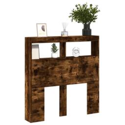 Berkfield Home Headboard Cabinet with LED Smoked Oak 100x17x102 cm in Brown - Size: 100 x 17 x 102 cm - thumbnail 5