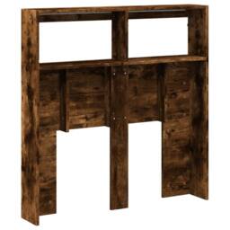 Berkfield Home Headboard Cabinet with LED Smoked Oak 100x17x102 cm in Brown - Size: 100 x 17 x 102 cm - thumbnail 8
