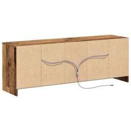 Berkfield Home TV Cabinet with LED - Old Wood, 139.5x34x50 cm, Made from Engineered Wood in Brown - Size: 139.5x34x50 cm - thumbnail 8