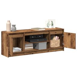 Berkfield Home TV Cabinet with LED - Old Wood, 139.5x34x50 cm, Made from Engineered Wood in Brown - Size: 139.5x34x50 cm - thumbnail 3