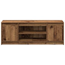 Berkfield Home TV Cabinet with LED - Old Wood, 139.5x34x50 cm, Made from Engineered Wood in Brown - Size: 139.5x34x50 cm - thumbnail 6