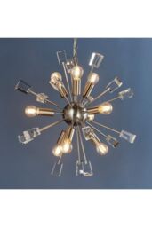 Netlighting Miro 9 Light Ceiling Pendant Satin Nickel Plate & Clear Crystal Glass E14 - thumbnail 2