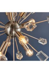 Netlighting Miro 9 Light Ceiling Pendant Satin Nickel Plate & Clear Crystal Glass E14 - thumbnail 3