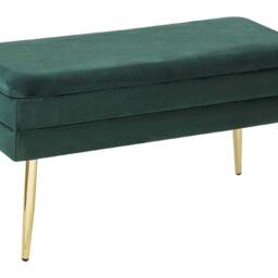 Wyld and Coco Dark Green Velvet Storage Bench - Gold-Toned Legs - thumbnail 2
