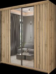 Sliding Wardrobes 4U Monali Sliding Door Wardrobe 200cm X 217cm in Light Brown - Size: 200 cm X 217 cm - thumbnail 2